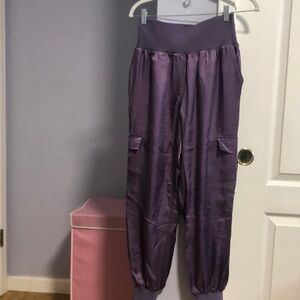 Cinq a Sept Giles satin jogger purple size m